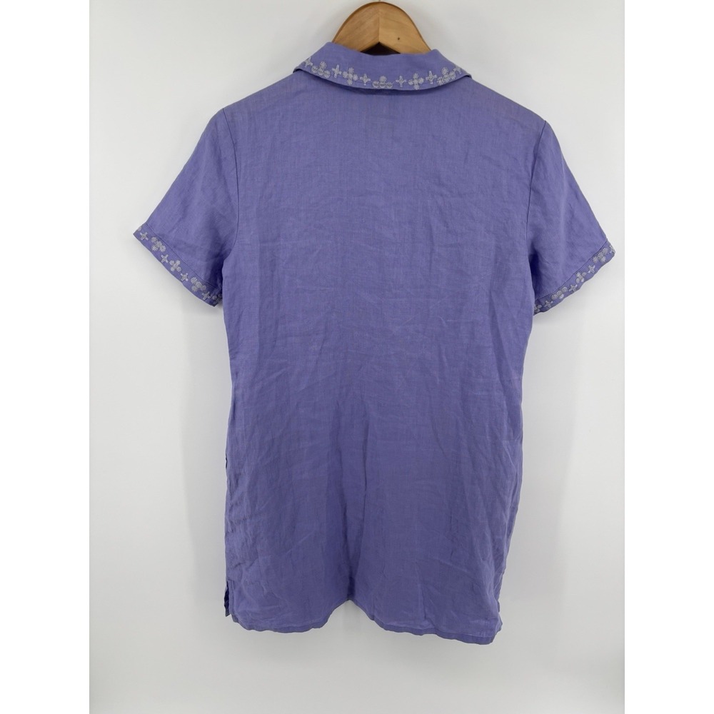 NWOT Johnny Was Linen Henley Collared Dress Sz XS Embroidered Boho Preppy $275 - Picture 11 of 15